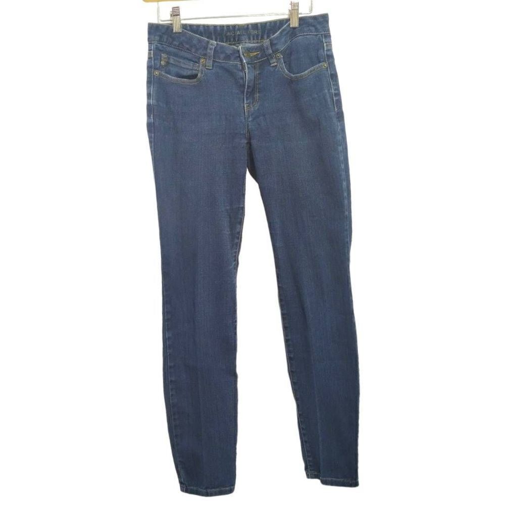 Michael Kors Low Rise Straight Jeans Sz 2 Stretch Denim Dark Blue